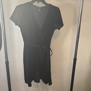 Forever Collectibles Black Mini Wrap velvet Dress